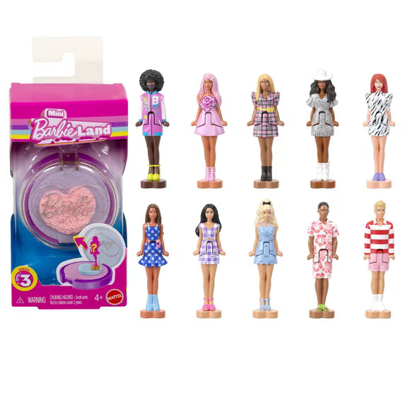 Bonecas Barbie Mini BarbieLand Fashionistas, 3,8 cm, Estojo de Blush