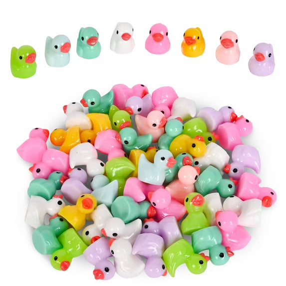 Micro Resin Mini Ducks 50 Pieces in Mesh Bag